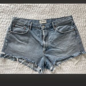 AGOLDE Parker Cutoff Organic Cotton Denim Shorts in Riptide, Size 31
